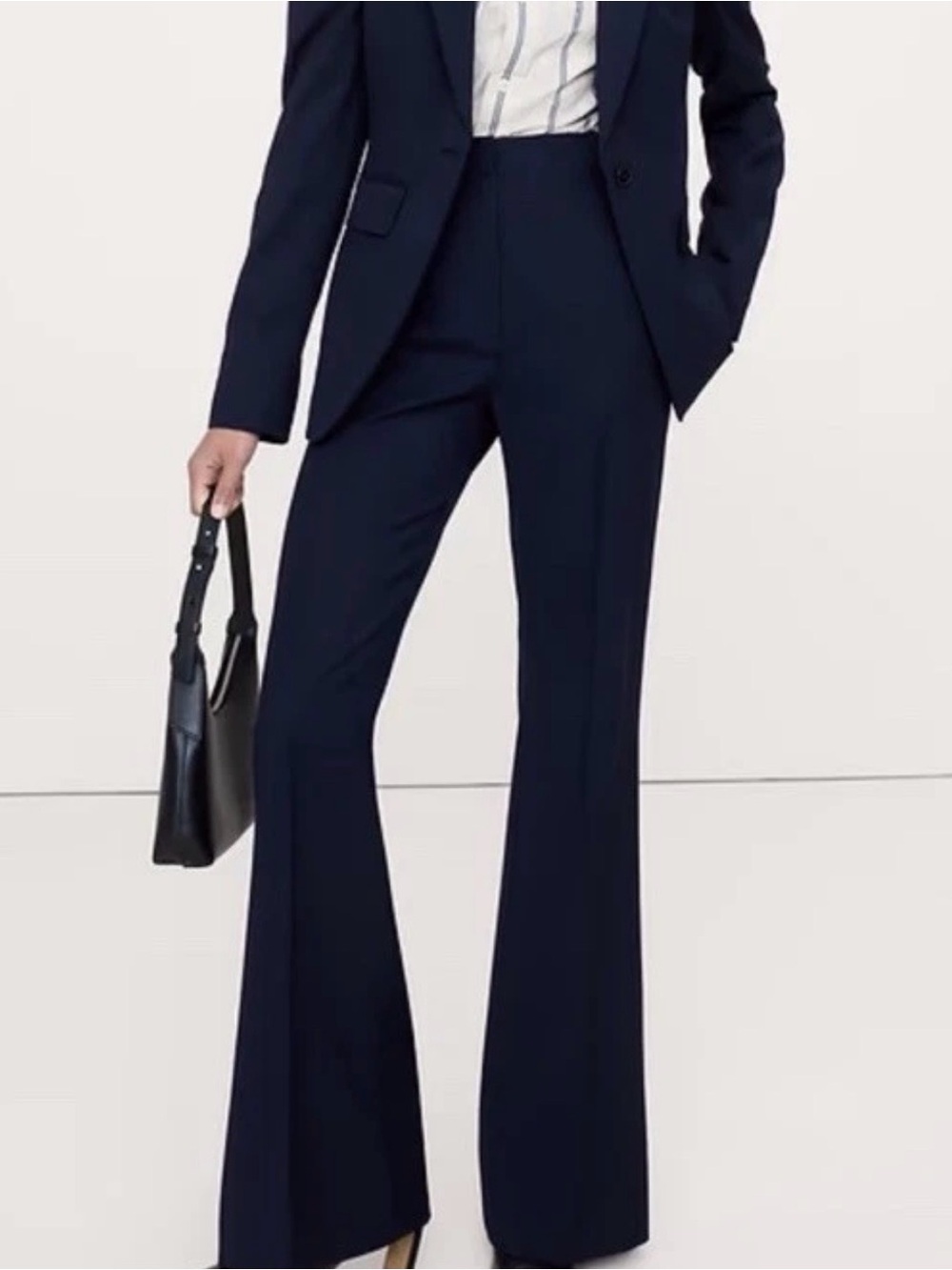BANANA REPUBLIC HR Flare Italian Wool Pant 10 | Navy Blue #826931 NEW